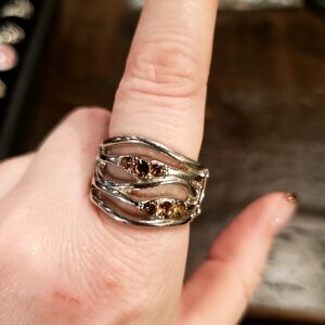 Silver and Beige Paparazzi Ring